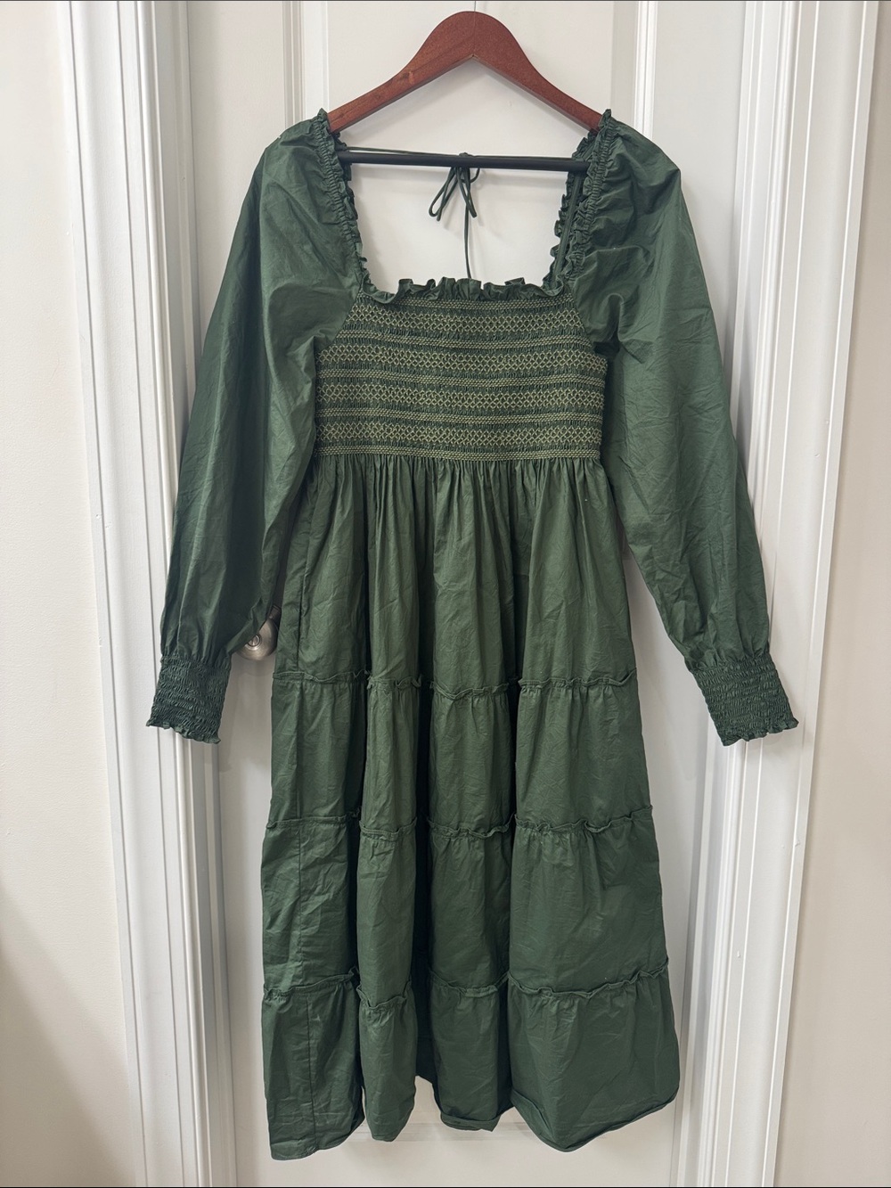 Hill House The Nap Dress Forest Green Smocked Square-Neck - like new! - Picture 2 of 9